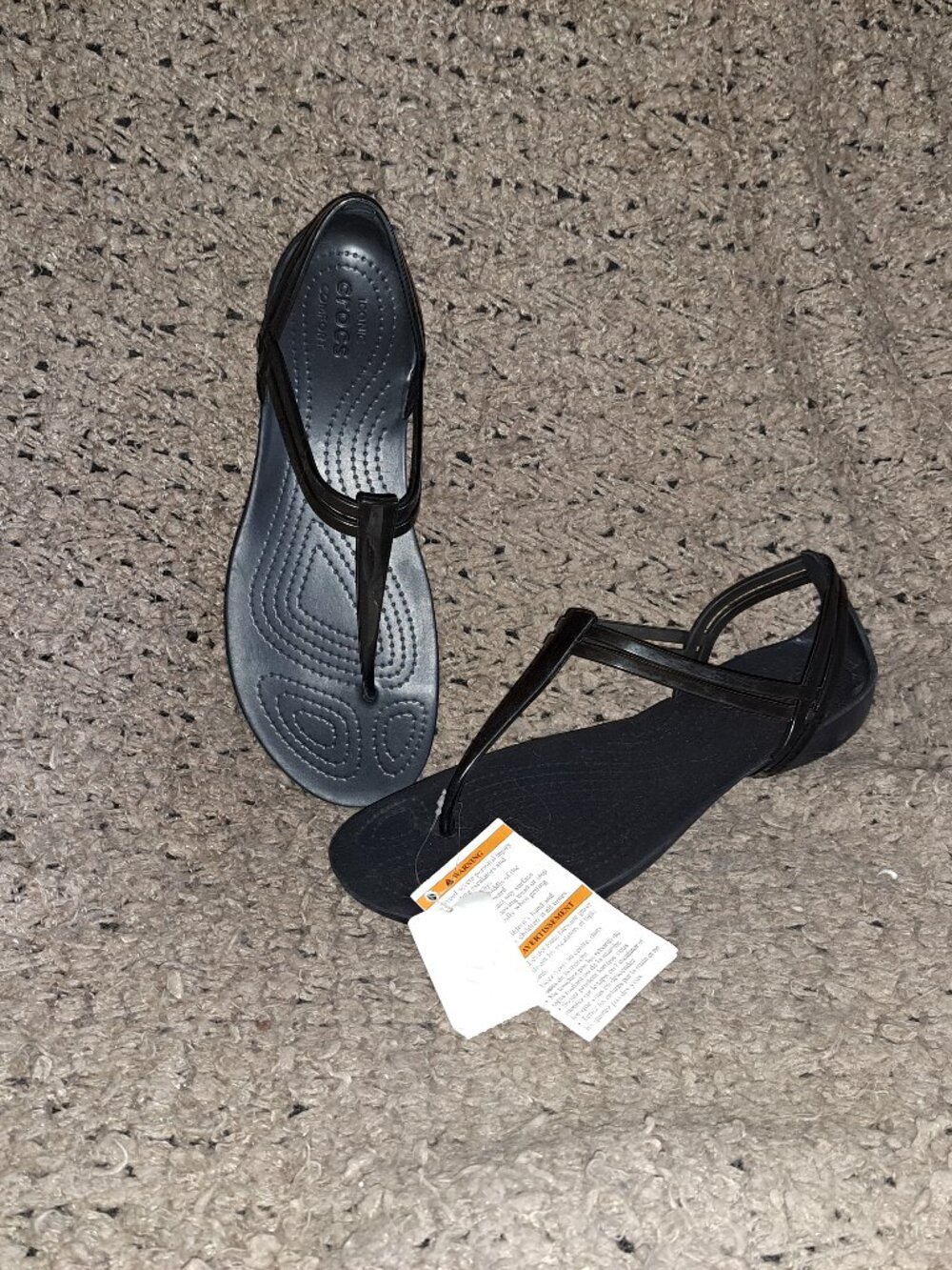 CROCS-Isabella Sandals Black T Strap Jelly Thong Slingback-Sz 7-NEW WITH TAGS